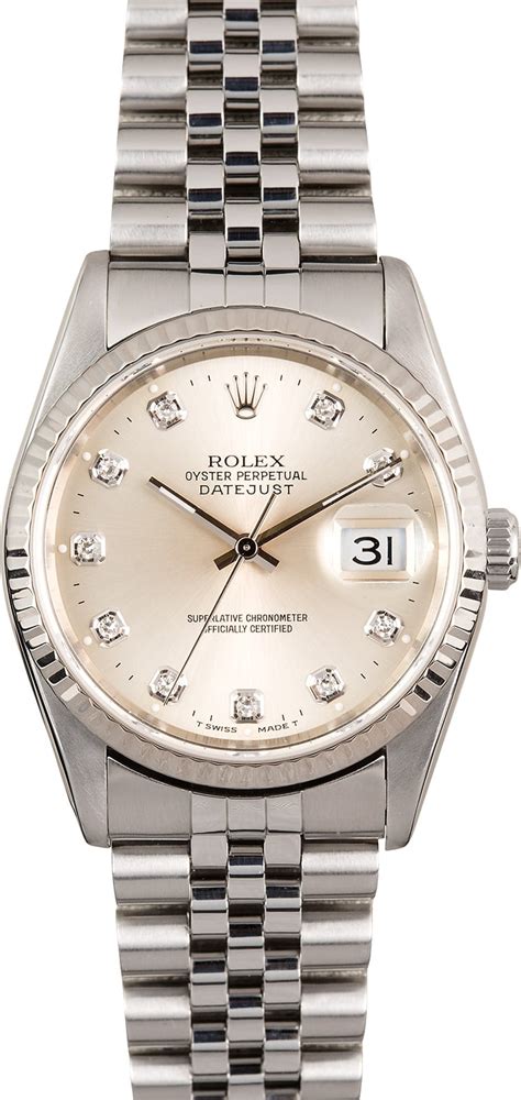 rolex datejust 16234 silver dial|Rolex Datejust 16234 diamond.